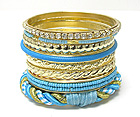 MULTI ROW MISHMASH SPRING BANGLE SET - Wholesale Fashion Jewelry