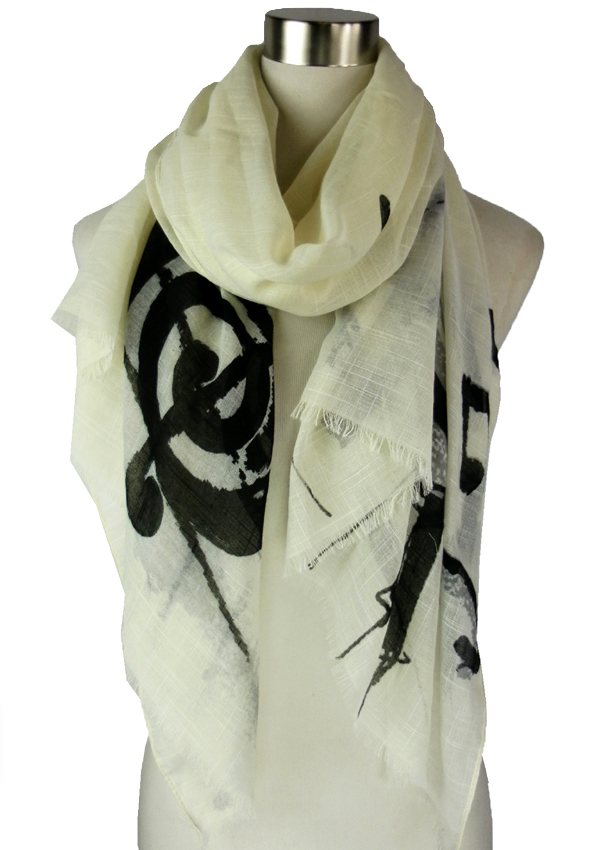 ABSTRACT MUSIC NOTE PIANO BARS DESIGN SCARF - 100% POLYESTER