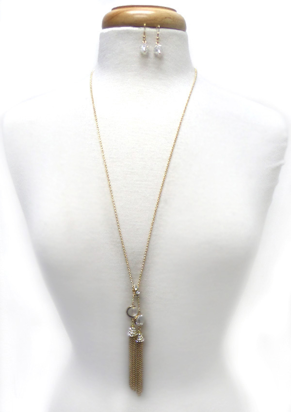 LONG CHAIN WITH TASSEL NECKLAE SET