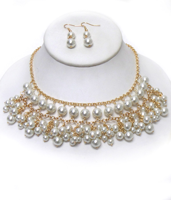 MULTI PEARL LAYERED NECKLACE SET 