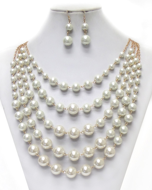 5 LAYER PEARLS NECKLACE SET