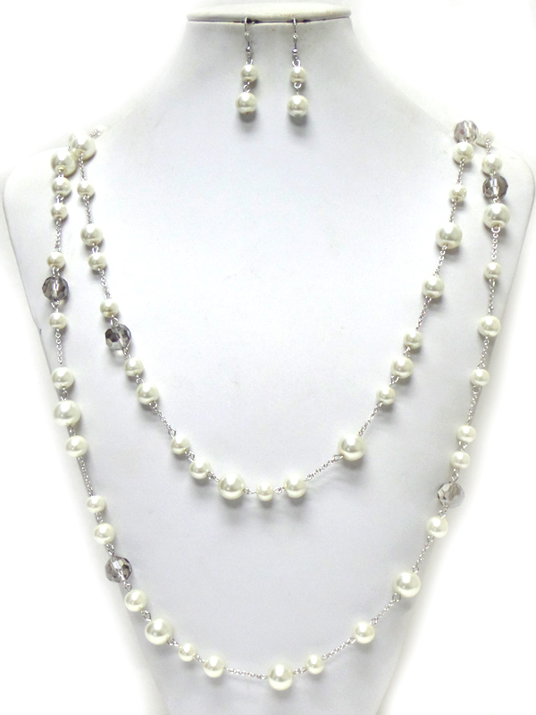 DOUBLE LAYER OF PEARLS NECKLACE SET