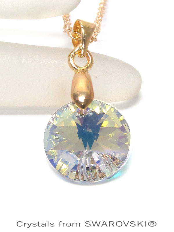 GENUINE SWAROVSKI CRYSTAL SEMPLICE ROUND CUT PENDANT NECKLACE - HANDCRAFTED IN THE USA - CRYSTAL AB