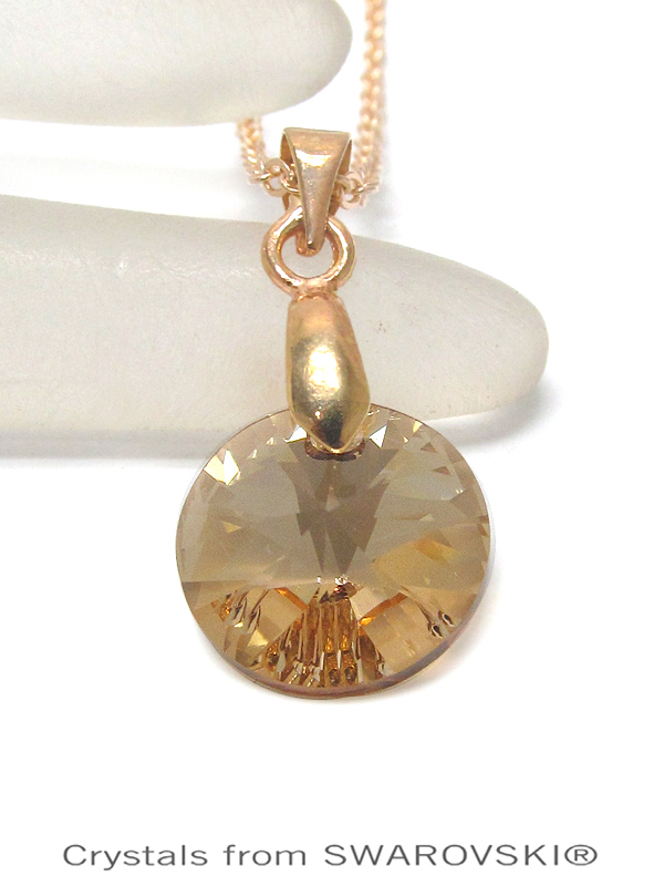 GENUINE SWAROVSKI CRYSTAL SEMPLICE ROUND CUT PENDANT NECKLACE - HANDCRAFTED IN THE USA - CRYSTAL GOLDEN SHADOW