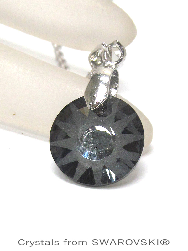 GENUINE SWAROVSKI CRYSTAL SEMPLICE SUN PENDANT NECKLACE - HANDCRAFTED IN THE USA - CRYSTAL SILVER NIGHT