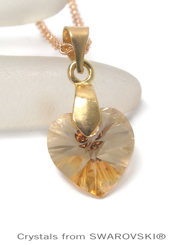 GENUINE SWAROVSKI CRYSTAL SEMPLICE HEART PENDANT NECKLACE - HANDCRAFTED IN THE USA - CRYSTAL GOLDEN SHADOW -valentine
