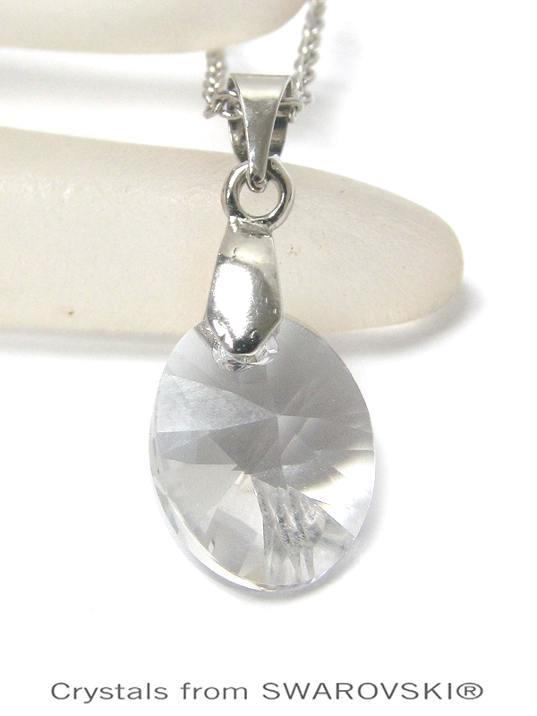 GENUINE SWAROVSKI CRYSTAL SEMPLICE OVAL CUT PENDANT NECKLACE - HANDCRAFTED IN THE USA - CRYSTAL 