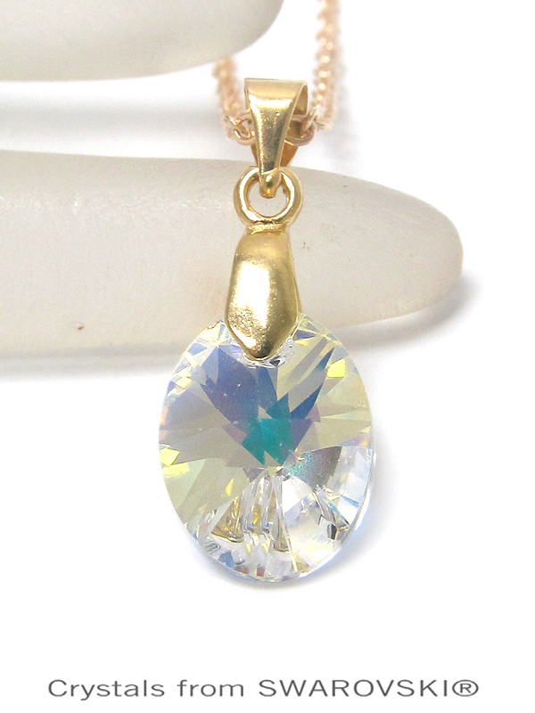 GENUINE SWAROVSKI CRYSTAL SEMPLICE OVAL CUT PENDANT NECKLACE - HANDCRAFTED IN THE USA - CRYSTAL AB