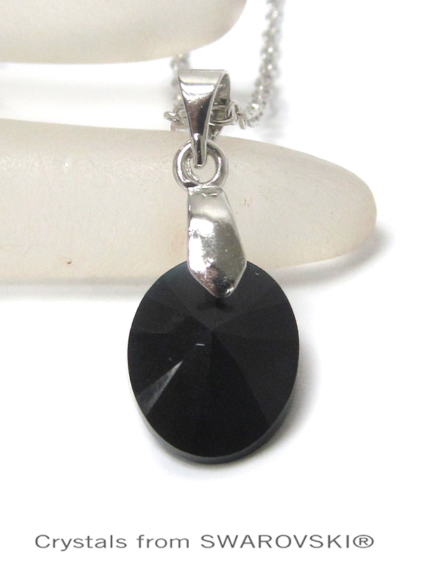 GENUINE SWAROVSKI CRYSTAL SEMPLICE OVAL CUT PENDANT NECKLACE - HANDCRAFTED IN THE USA - JET