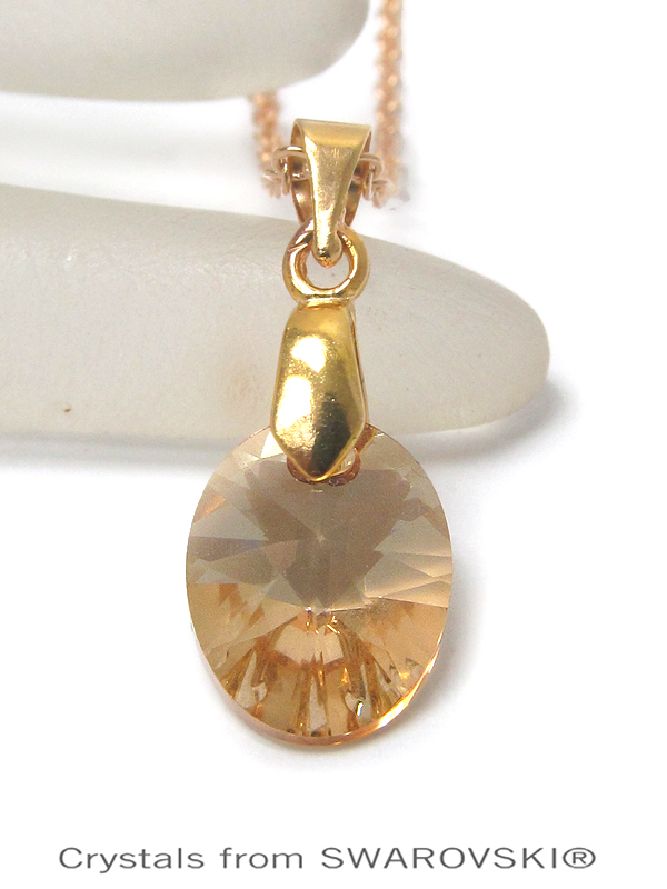 GENUINE SWAROVSKI CRYSTAL SEMPLICE OVAL CUT PENDANT NECKLACE - HANDCRAFTED IN THE USA - CRYSTAL GOLDEN SHADOW