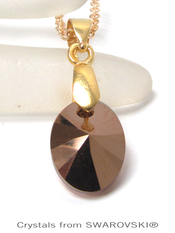 GENUINE SWAROVSKI CRYSTAL SEMPLICE OVAL CUT PENDANT NECKLACE - HANDCRAFTED IN THE USA - GOLD