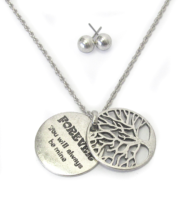 INSPIRATION MESSAGE PENDANT NECKLACE SET - FOREVER YOU WILL ALWAYS BE MINE