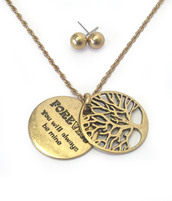 INSPIRATION MESSAGE PENDANT NECKLACE SET - FOREVER YOU WILL ALWAYS BE MINE