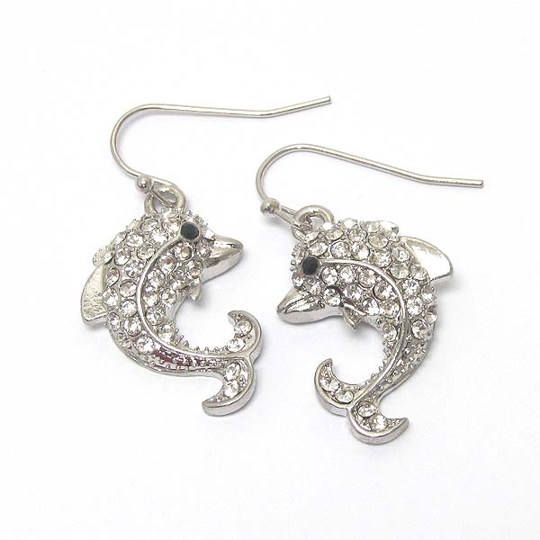 PREMIER ELECTRO PLAITNG CRYSTAL DOLPHINE EARRING