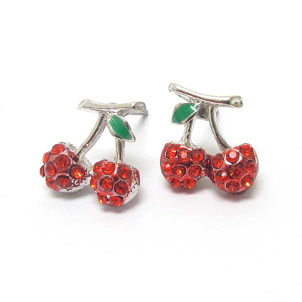 PREMIER ELECTRO PLATING CRYSTAL CHERRY EARRING