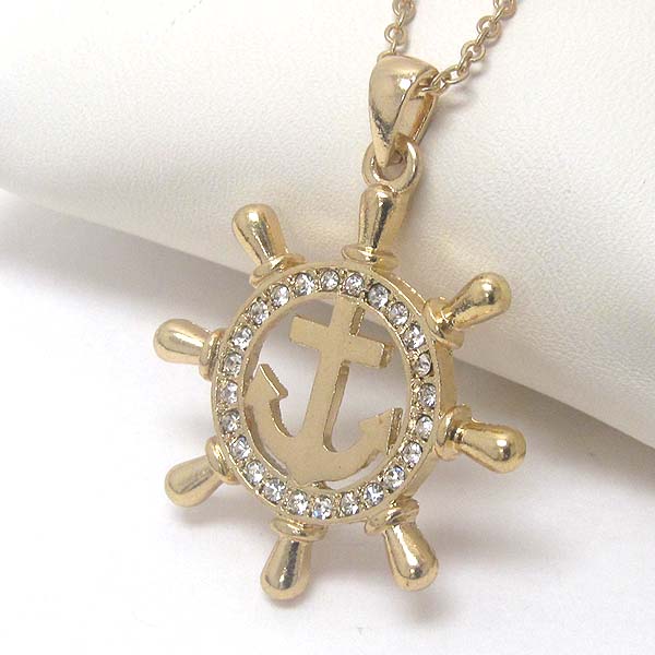 PREMIER ELECTRO PLATING CRYSTAL WHEEL AND ANCHOR PENDANT NECKLACE