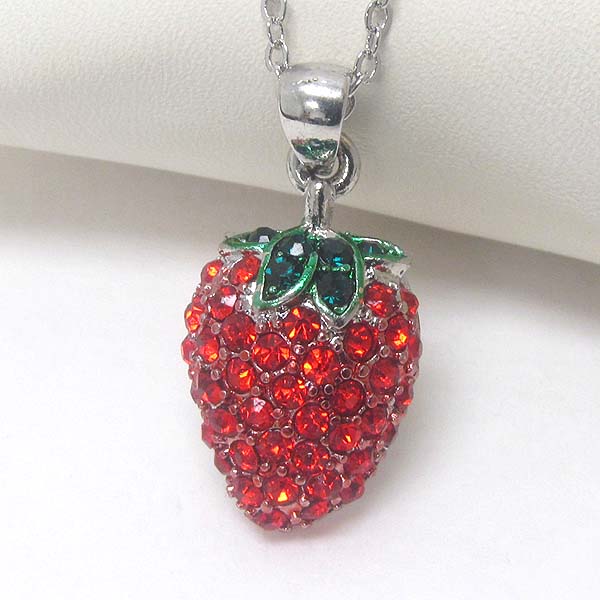PREMIER ELECTRO PLATING CRYSTAL STRAWBERRY PENDANT NECKLACE