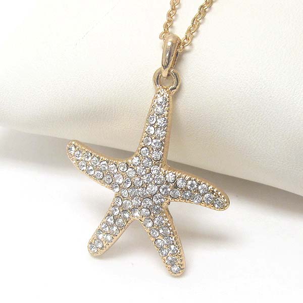 PREMIER ELECTRO PLATING CRYSTAL STARFISH PENDANT NECKLACE