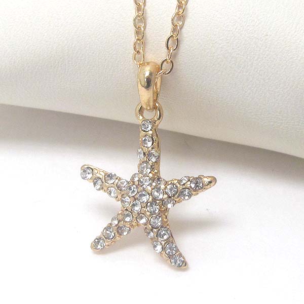 PREMIER ELECTRO PLATING CRYSTAL STARFISH PENDANT NECKLACE