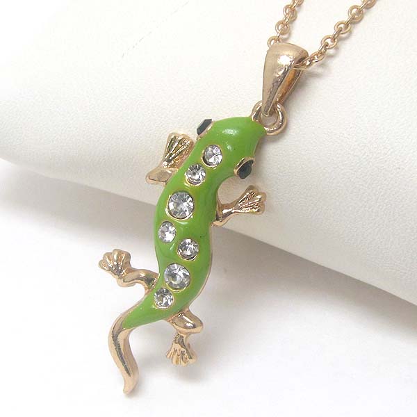 PREMIER ELECTRO PLATING CRYSTAL AND EPOXY LIZARD NECKLACE