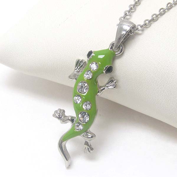 PREMIER ELECTRO PLATING CRYSTAL AND EPOXY LIZARD NECKLACE