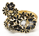 MULTI CRYSTAL AND METAL EPOXY FLOWER WITH BUTTERFLY HINGE BANGLE