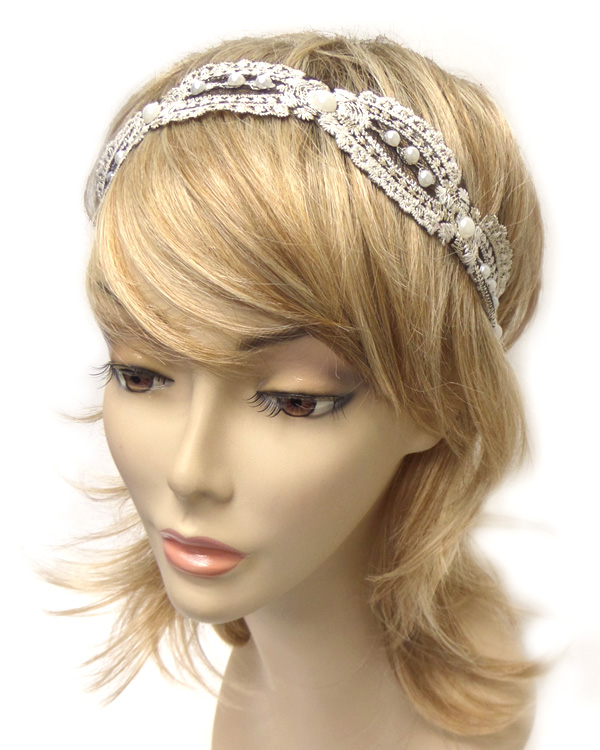 LACE WITH PEARLS HEADBAND