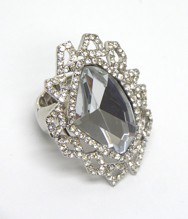 LUXURY FACET GLASS AND CRYSTAL STRETCH RING