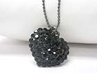 CRYSTAL STUD PUFFY HEART PENDANT NECKLACE