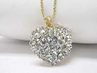 CRYSTAL STUD PUFFY HEART PENDANT NECKLACE
