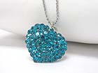 CRYSTAL STUD PUFFY HEART PENDANT NECKLACE