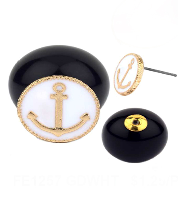 DOUBLE SIDED FRONT AND BACK EPOXY ANCHOR AND ACRYL BALL DUO EARRING