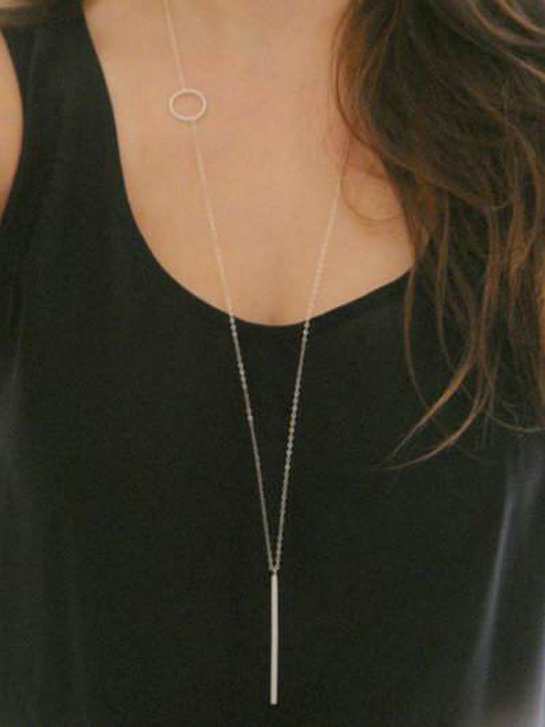 ETSY STYLE SIMPLE LOOP AND BAR LONG NECKLACE
