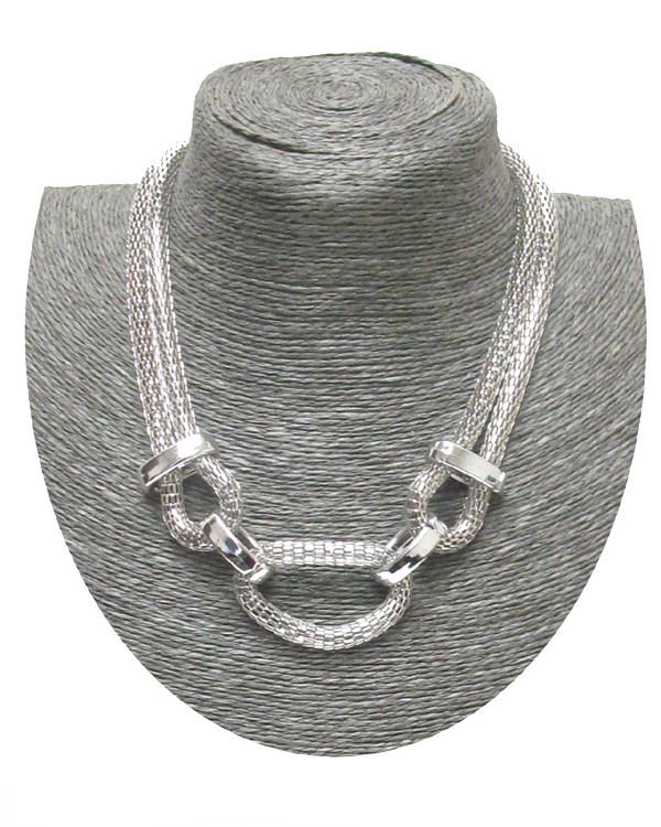 METAL MESH TUBE CHAIN LINK NECKLACE