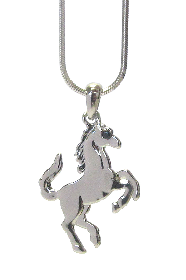 MADE IN KOREA WHITEGOLD PLATING SIMPLE HORSE PENDANT NECKLACE