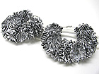 3.5 INCH HOOP MULTI FABRIC FLOWER BASKETBALL WIVES INSPIRED EARRING - Wholesale Costume Jewelry