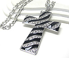 CRYSTAL AND EPOXY DECO ANIMAL PRINT LARGE CROSS NECKLACE - Wholesale Jewelry