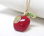 CRYSTAL AND EPOXY DECO APPLE NECKLACE