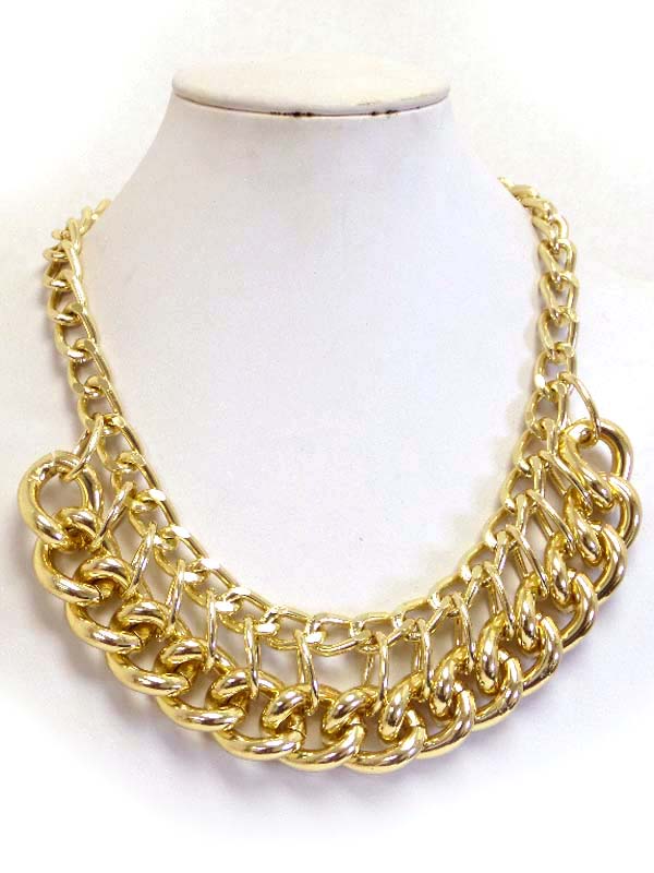 THICK METAL CHAIN DROP LINK NECKLACE
