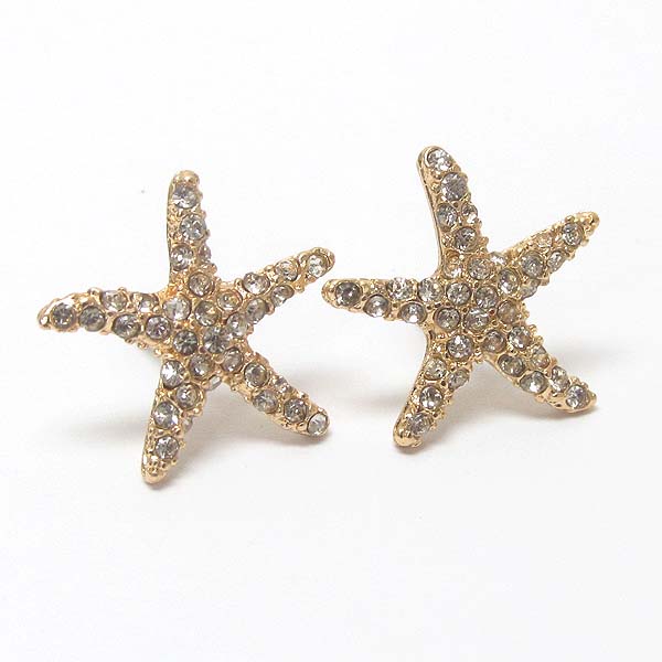PREMIER ELECTRO PLATING CRYSTAL STARFISH EARRING
