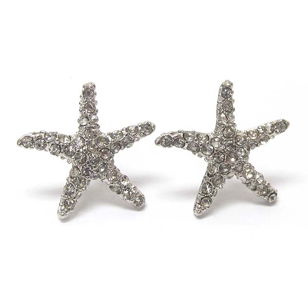 PREMIER ELECTRO PLATING CRYSTAL STARFISH EARRING