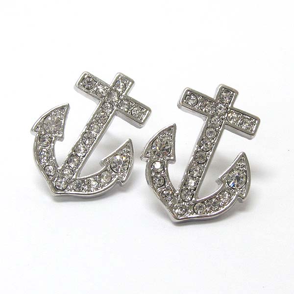 PREMIER ELECTRO PLATING CRYSTAL ANCHOR EARRING