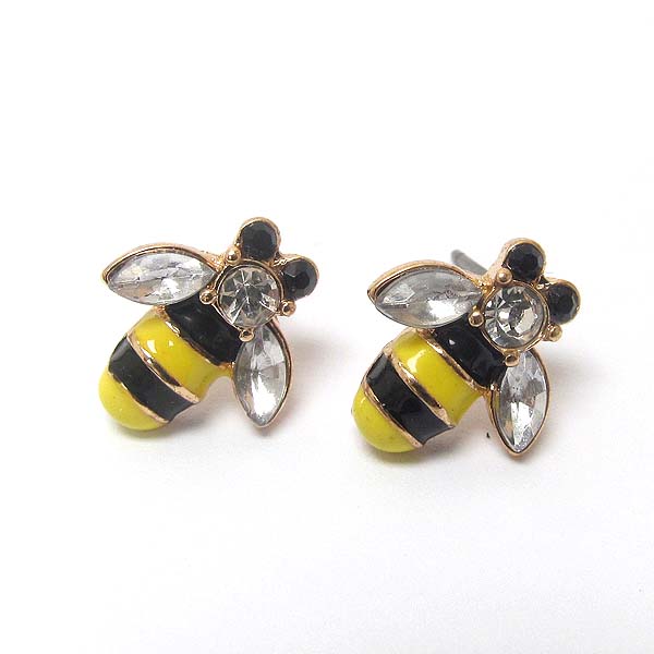 PREMIER ELECTRO PLATING CRYSATAL AND EPOXY BUMBLE BEE EARRING
