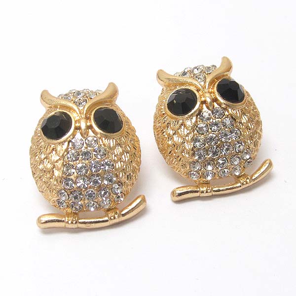 PREMIER ELECTRO PLATING CRYSTAL PUFFY OWL EARRING