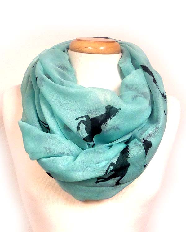 HORSE PRINT INFINITY POLYESTERE SCARF