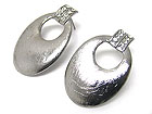 CRYSTAL STUD HOLLOW SCRATCH METAL EARRING