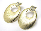 CRYSTAL STUD HOLLOW SCRATCH METAL EARRING