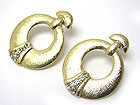 CRYSTAL STUD HOLLOW SCRATCH METAL EARRING