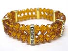 CRYSTAL JOINT FACET GLASS BEADS DOUBLE ROW STRETCH BRACELET 