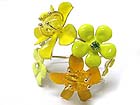 CRYSTAL AND ENAMEL METAL MULTI FLOWER DECO BANGLE 